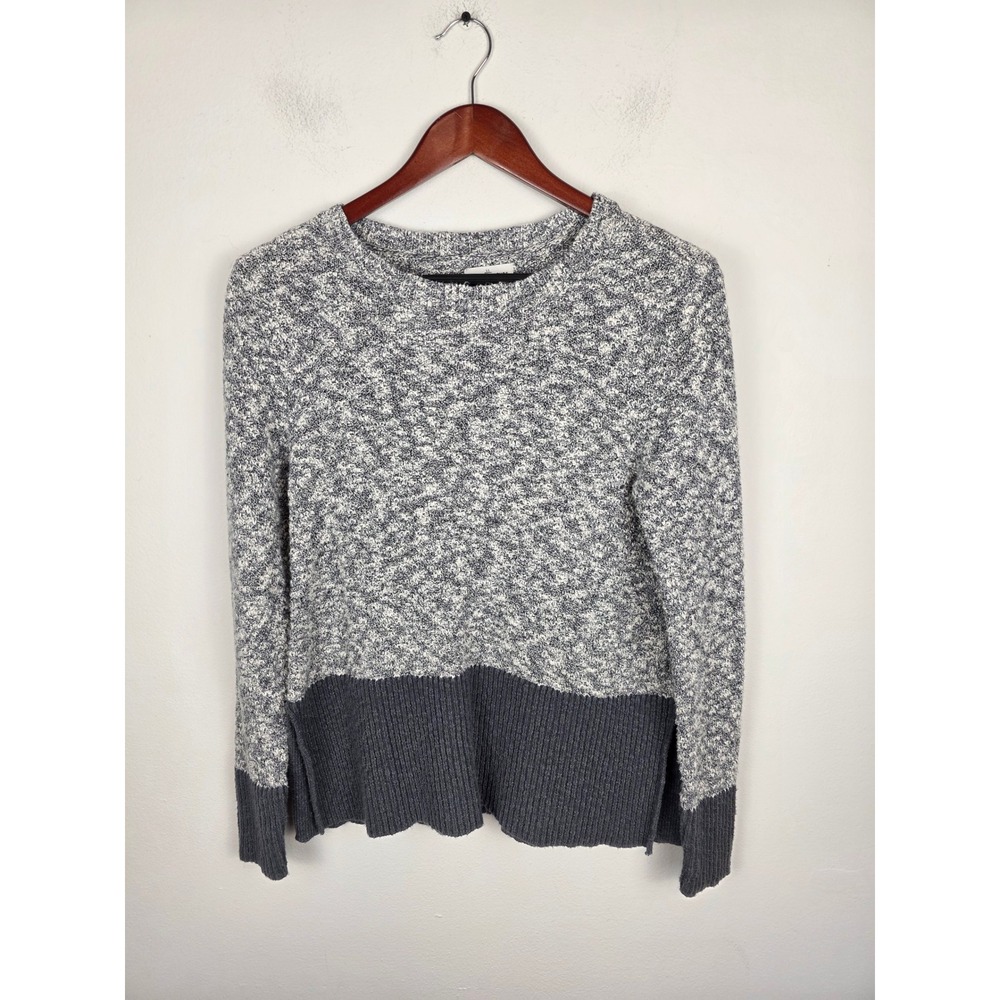 LL Bean Signature Womens XS Grey Marled Cotton Linen Knit Sweater 506288
